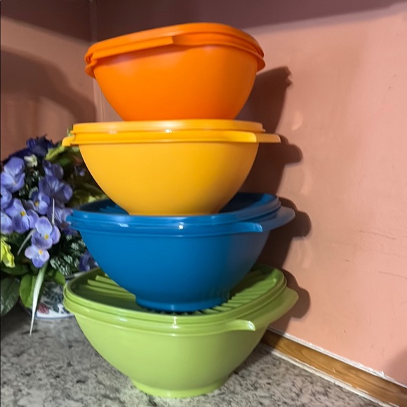 Tupperware Other - Tupperware Multicolor Nesting Bowls - Orange, Yellow, Blue, Green